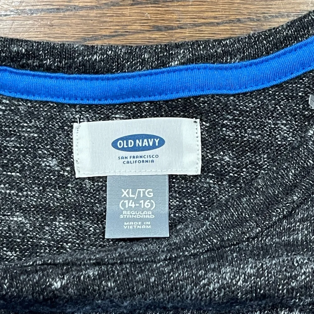 Old Navy boys Black Long Sleeve Tee with Explore Graphic size  XL